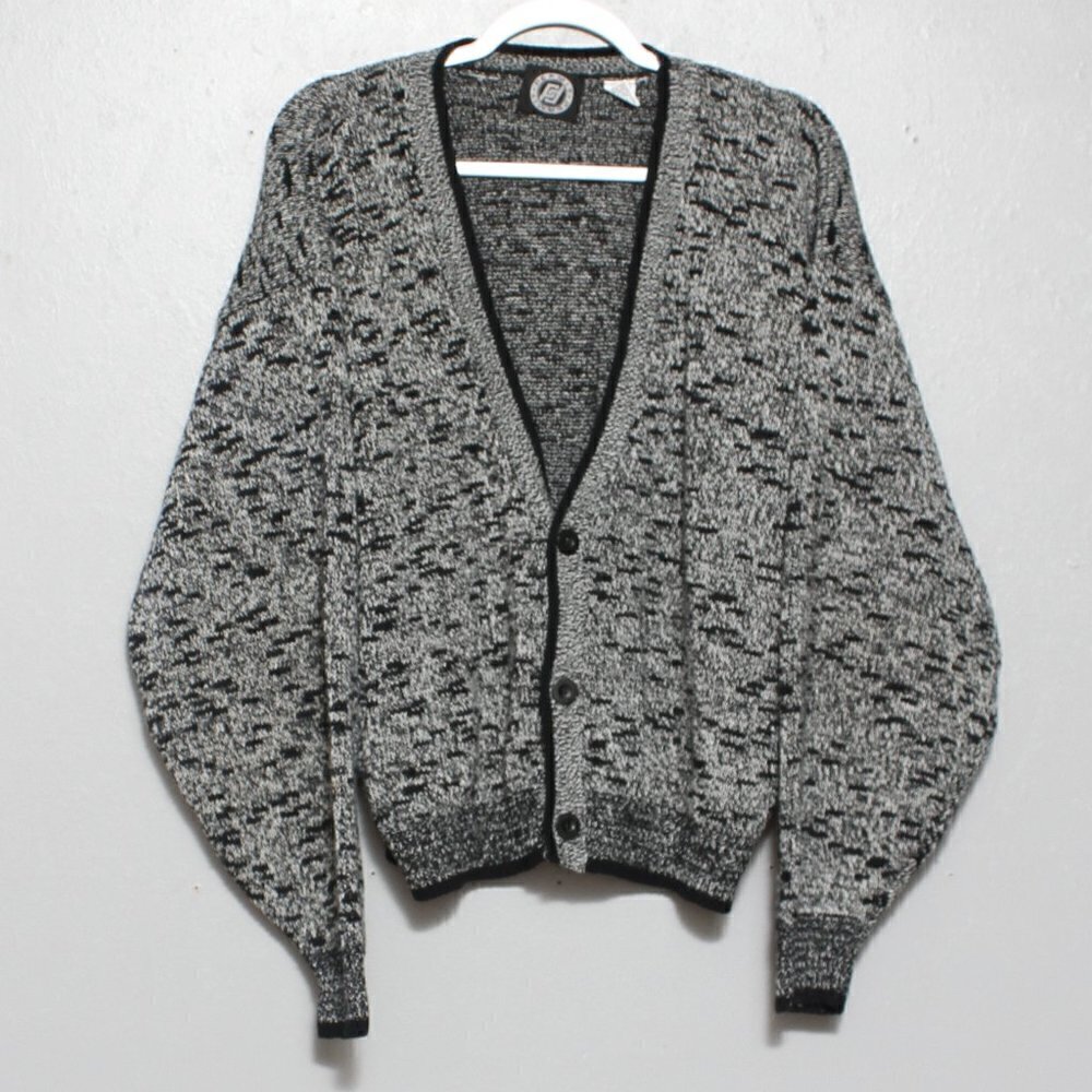 Vintage permit acrylic knit grandpa oversized cardigan